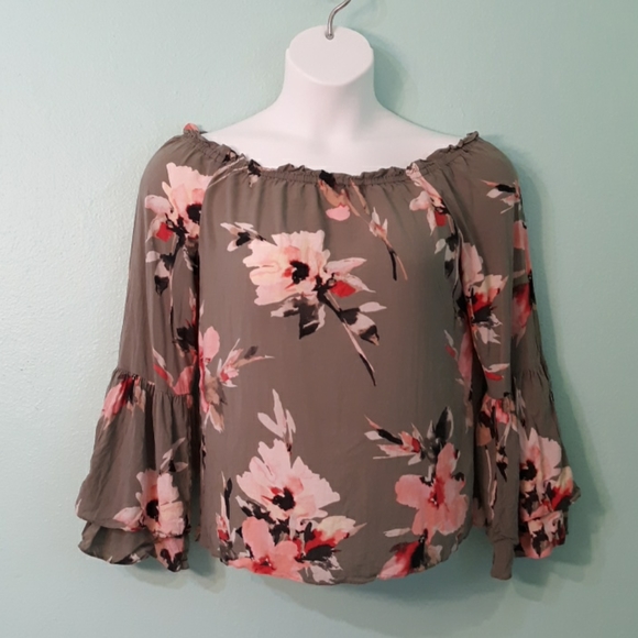 White House Black Market Tops - WHBM Off Shoulder Convertable Bell Sleeve Top